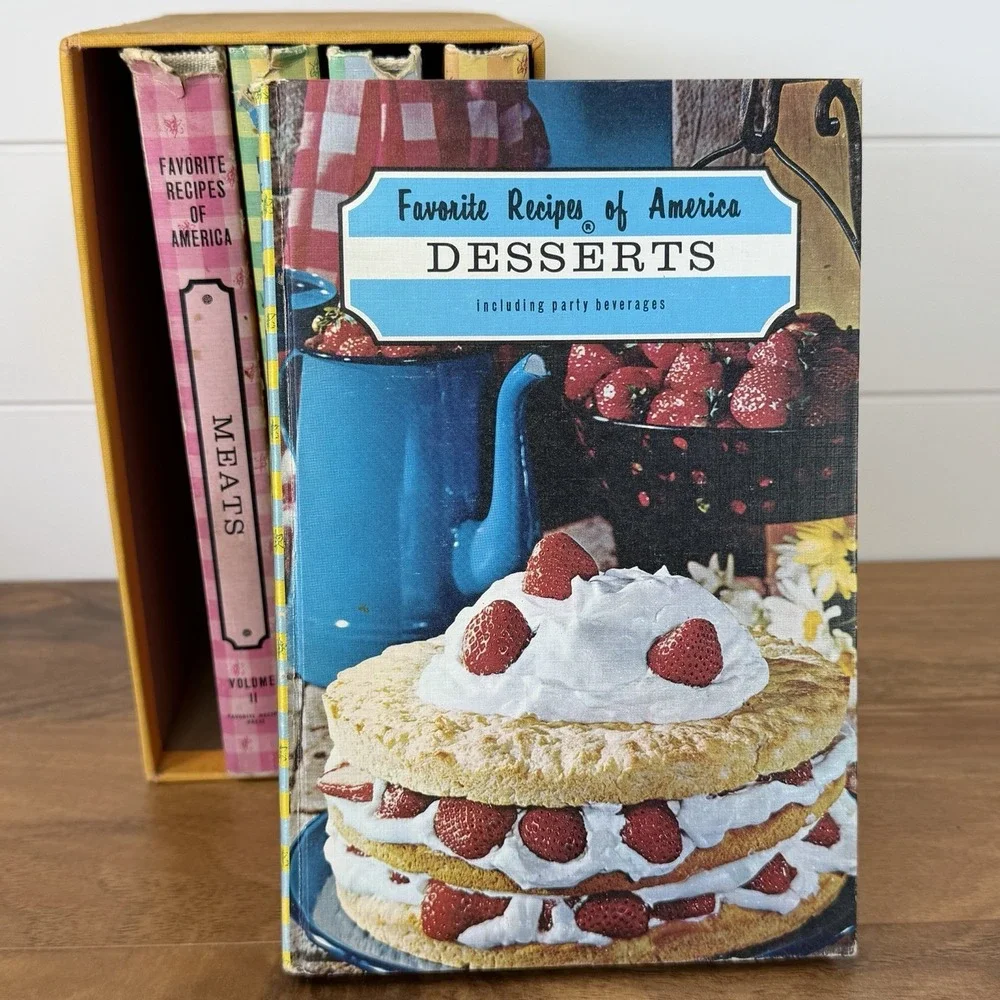 Favorite Recipes of America Cookbook Set VTG 60s Granny Cottagecore Kitchen